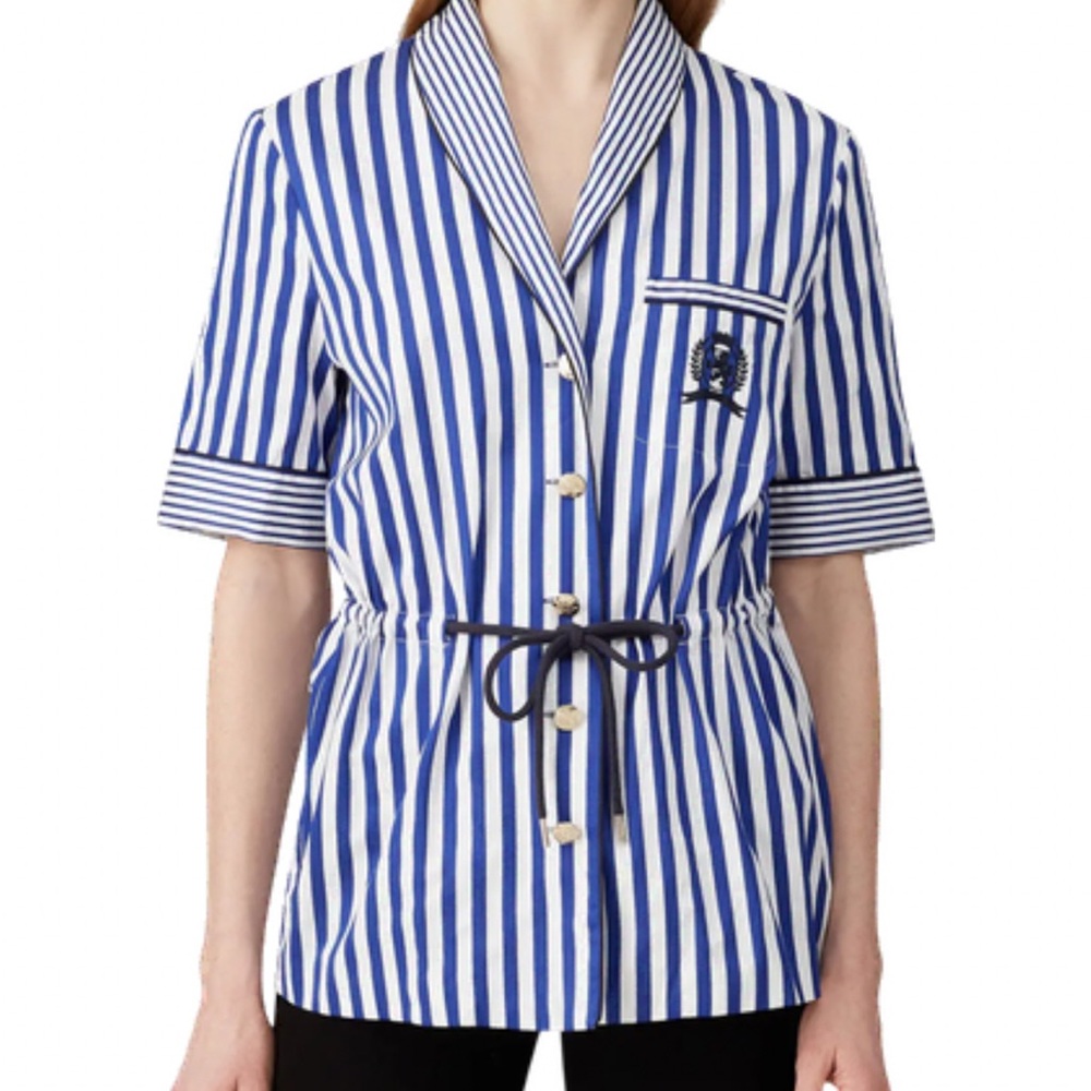 Tommy Hilfiger Blue and White Striped Button-Up Dress